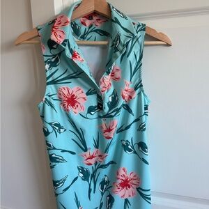 Floral Sleeveless Top - Blue and Pink